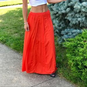 Ann Taylor LOFT Red Orange Maxi Skirt Size 4